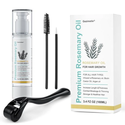 Rozmarínový vlasový olej, 100ml esenciálny olej z rozmarínu + derma-valček 0,25 mm pre rast vlasov,