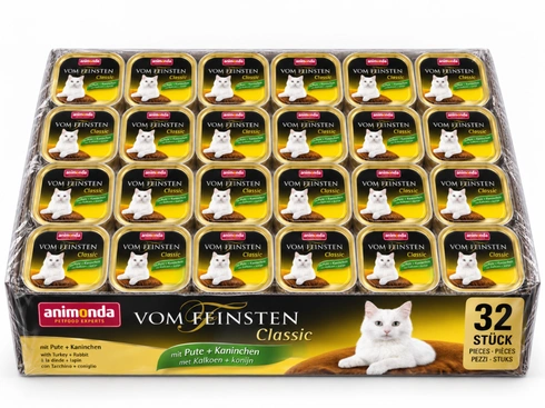 32x Animonda Vom Feinsten Classic paštéta pre mačky morka + králik 100 g