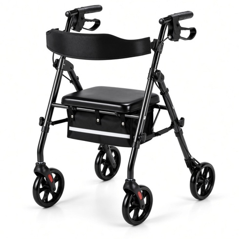 Chodítko s kolieskami a sedákom XZY612, 82,5-96,5 cm, do 136 kg, čierno/biela - B