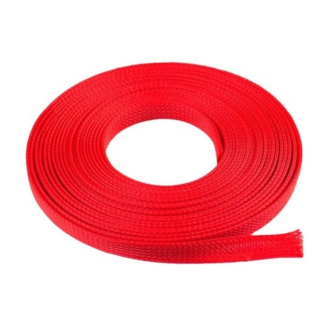10mm PET roztiahnuteľný opletený káblový návlek, flexibilná ochrana kábla 10mm, červená, 10 metrov