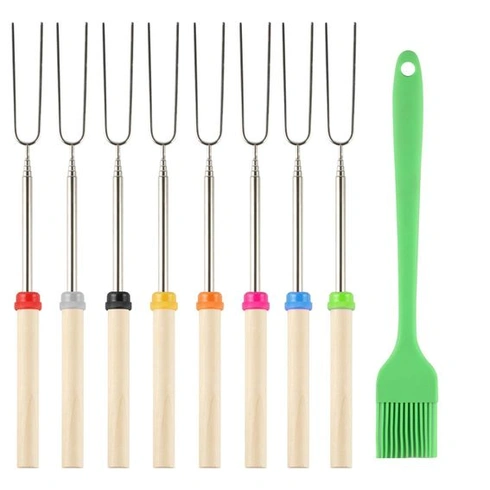 8 teleskopických grilovacích špízů z nerezové oceli 31-81 cm, špízy na chléb