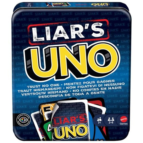 Mattel Games Kartová hra Liar's UNO v úložnom boxe, vek 7+, 2–6 hráčov