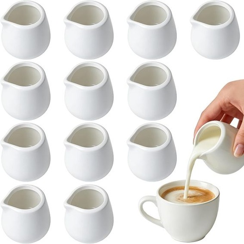 12 porcelánových konviček na mléko, malé konvičky na mléko o objemu 50 ml, keramické konvičky na