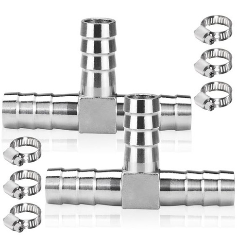 2 kusy 12mm nerezové hadicové spojky s T-kusem, 3cestná hadicová spojka 12mm ve tvaru T