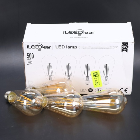 ILEEDear Edison Vintage žiarovka E27, balenie 4 ks E27 LED Vintage Retro žiarovka s teplým bielym