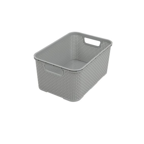 BranQ - Univerzální multifunkční košík Home Essential v ratanovém designu, velikost M 10 l, plast