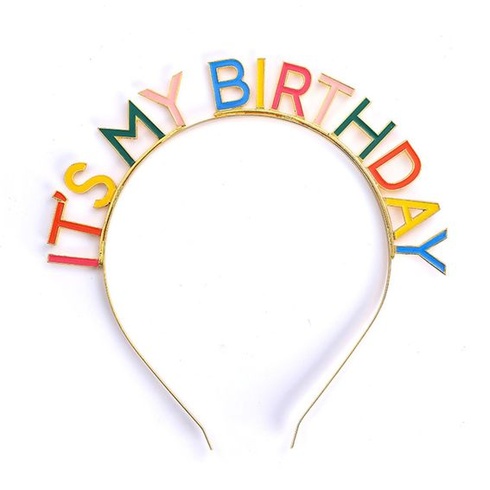1dílná kovová narozeninová korunka s motivem „It's My Birthday“ pro ženy a dívky, princeznovský