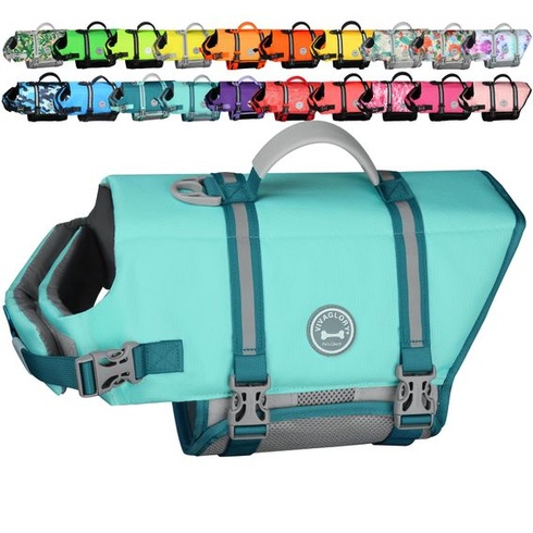 VIVAGLORY Záchranná vesta pre psov Rip Stop, XXS, Aqua Aqua XXS: 28-35 cm (obvod hrudníka)