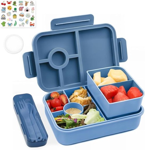 Dětský obědový box Bugucat s přihrádkami 1300 ml, nepropustný obědový box pro děti s 5 přihrádkami,