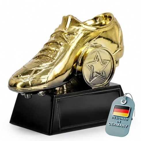 Larius Zlatá trofej za kopačku (8 cm, 290 g) – Futbalová trofej s voliteľným gravírovaním – Trofej
