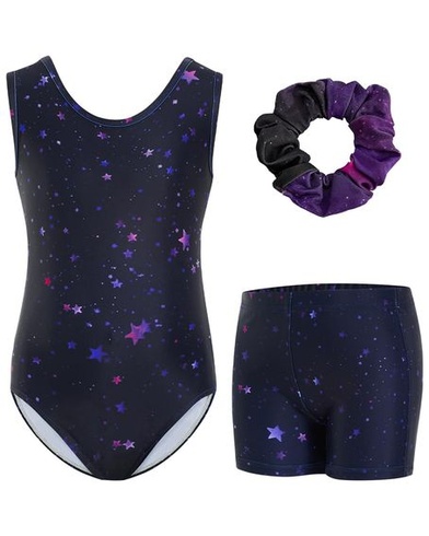 Dívčí gymnastický trikot JiAmy, dětský gymnastický trikot s kalhotami a čelenkou, lesklý