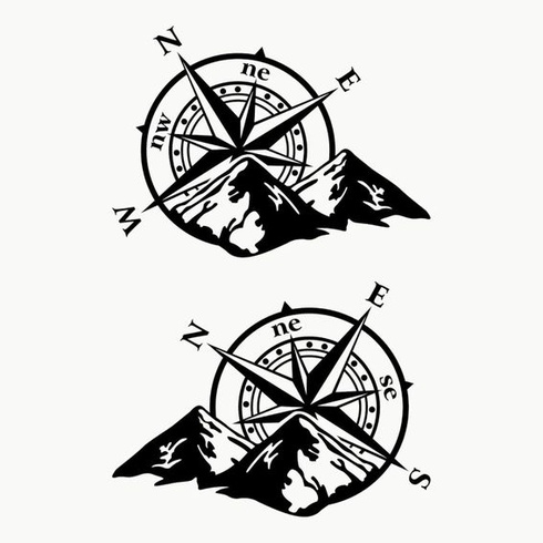 Samolepky Autodomy Compass Off-Road Wind Rose, súprava 2 ks | Samolepky s kompasom pre obytné vozidlá,