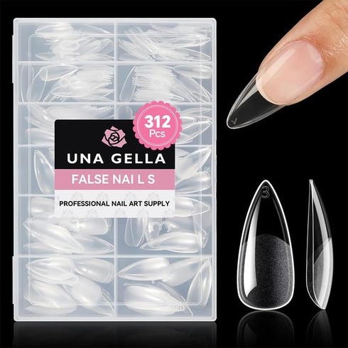 UNA GELLA Stiletto Medium Tips na nechty, 312 kusov Mäkké gélové tipy 312 Medium Stiletto