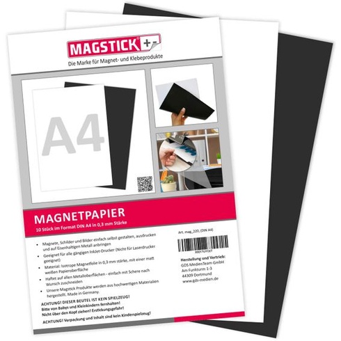 Sada 10 bílých magnetických papírů, DIN A4, magnetická podložka - mag220