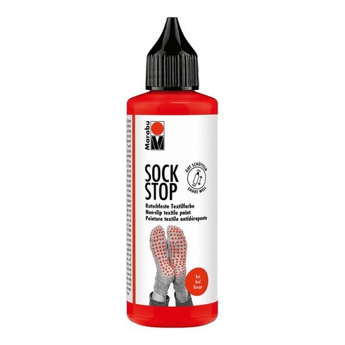 Marabu 17220106232 - Sock Stop, 90 ml, červená, vodní bázi, protiskluzová barva na textil s