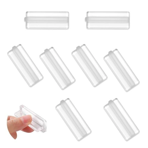 WALLFID Sada 8 ultra měkkých silikonových samolepicích úchytů, 50x20x15 mm, neviditelné úchytky bez