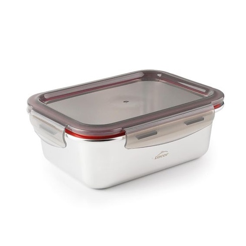 Lacor - 64610 - Obdĺžniková nádoba na potraviny Ecoinox, nerezová oceľ 18/10, 800 ml, vhodná do