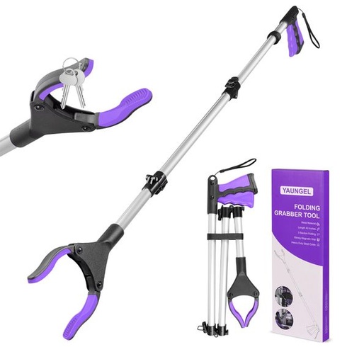 YAUNGEL 108cm drapák pro seniory, skládací drapák s magnetickým uchopovacím ramenem, otočný sběrač
