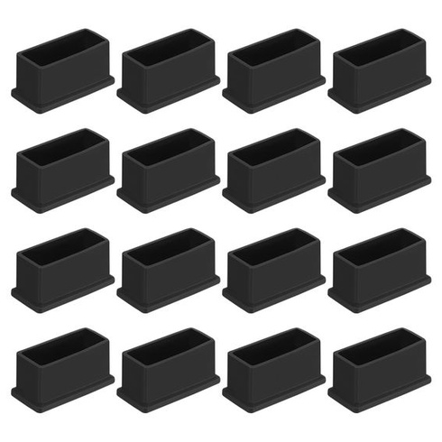 QUARKZMAN 16 kusů PVC čtvercových krytek nohou na židle, vnější průměr 50x20 mm, černé, 50 mm x 20
