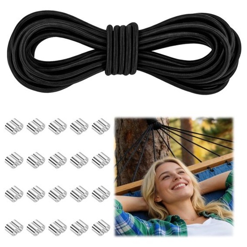 10mm elastická šnúra, 10m bungee šnúra, elastická bungee šnúra pre plachty prívesov, čierne plachtové