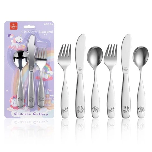 Dětská sada příborů Lehoo Castle Unicorn pro děti od 3 let, Dětská sada příborů pro dívky s