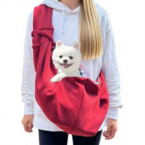 Taška přes rameno pro psy, vínová, Snuggle Sling pro psy do 7,5 kg