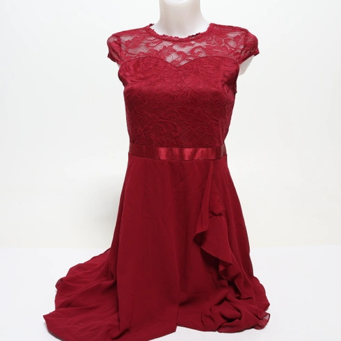Dámske koktejlové šaty Odizli, elegantné, s krátkym rukávom, krajkové, s volánikmi, šifónové,