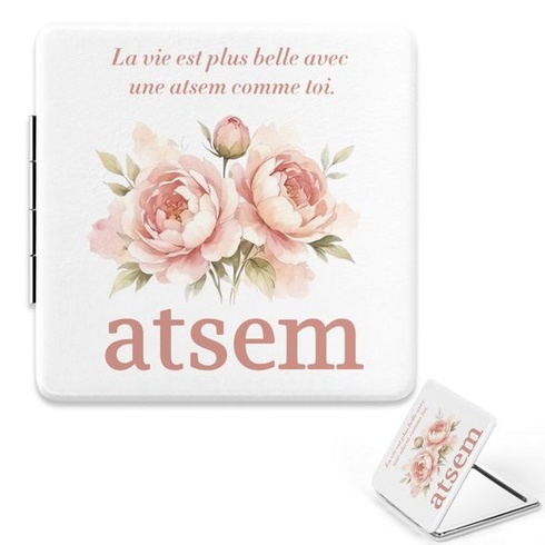 Kožené vreckové zrkadlo so zväčšením, nápad na darček od Atsemu, darček pre materskú školu, učiteľa,