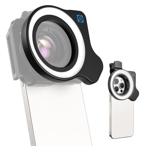 Doplňkové světlo APEXEL pro makro objektivy se závitem 37/52 mm a svorkou, 45 režimů svícení,