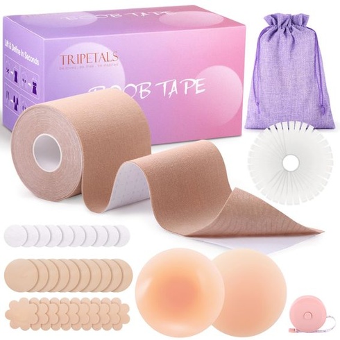 Sada opasok na prsia s 10 pármi vložiek na bradavky, samolepiaca podprsenka, push-up, veľkosť L, béžová