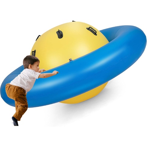 Nafukovacia lezecká guľa pre deti YA21091JMDEDE, so 6 držadlami, nosnosť 113 kg, modro/žltá - B