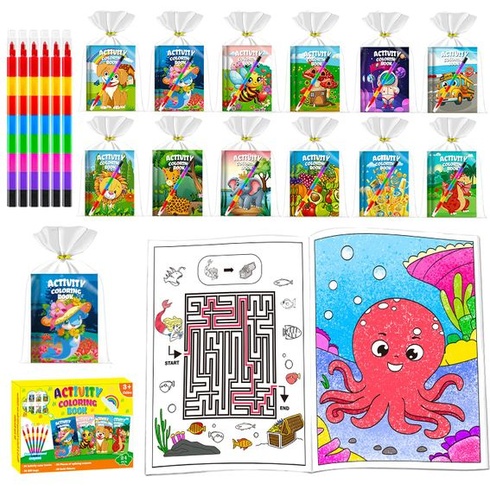 24 mini omaľovánok pre deti s ceruzkami - Párty darček k detským narodeninám - Color-24