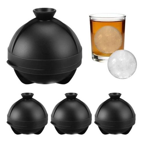 Sada 4 silikonových formiček na led, 6 cm, na led, whisky, koktejly a víno