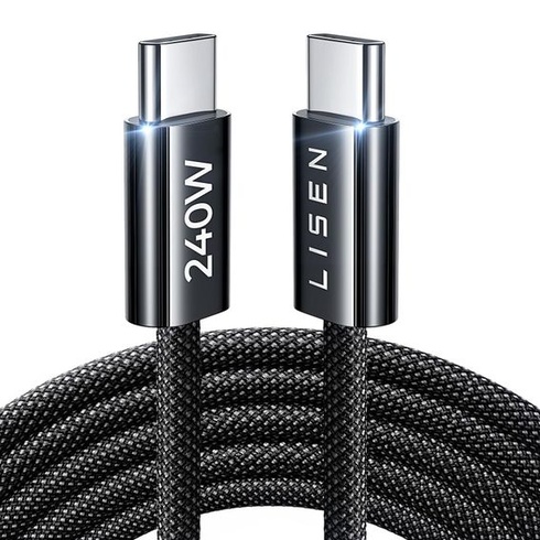 Kábel LISEN USB C, 240W [2m] PD3.0, rýchlonabíjací kábel USB C na USB C, nylonový opletený nabíjací