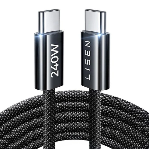 Kabel LISEN USB C, 240W [2m] PD3.0, rychlonabíjecí kabel USB C na USB C, nylonový opletený nabíjecí