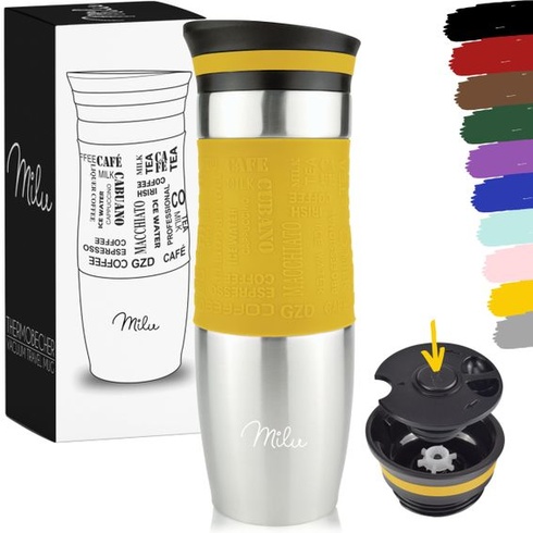 Termohrnček Milu Coffee to Go 370ml, 450ml, izolovaný hrnček na kávu - 100% nepriepustný - hrnček z