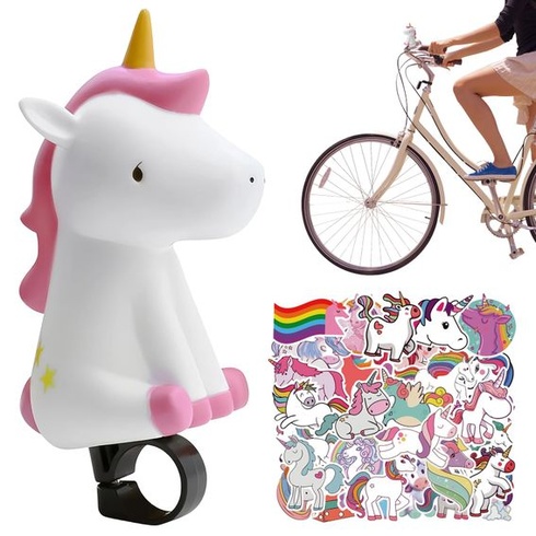 Detská klaksón na bicykel, stláčateľný zvonček na bicykel s jednorožcom, klaksón na bicykel s jednorožcom pre