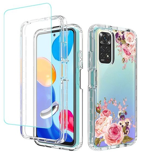 Ochranný kryt pre Redmi Note 11 (4G)/Redmi Note 11S s tvrdeným sklom - púzdro s kvetinovým