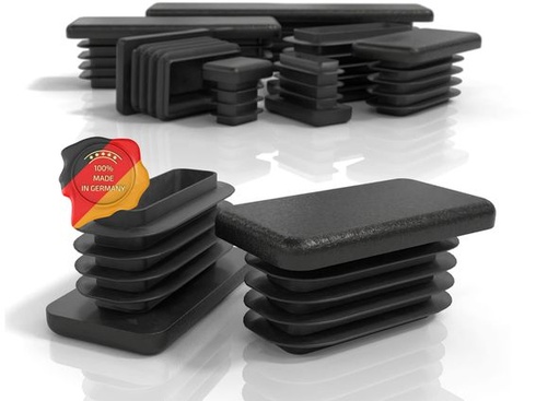 PD® Lamelové zátky 50x20 mm Obdĺžniková rúrka - Koncové krytky čierne | 4 kusy 450 x 20 mm