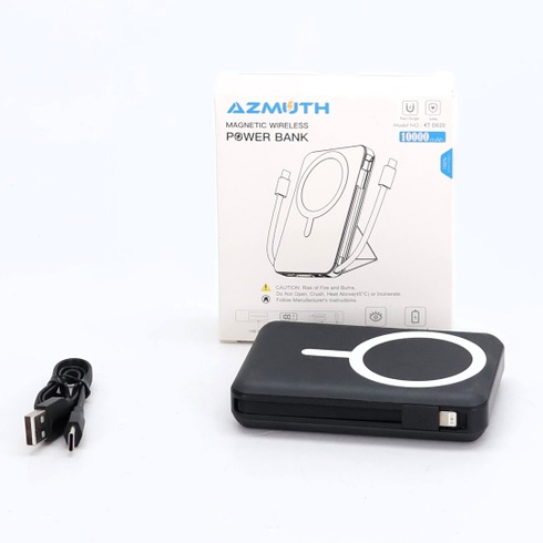 Powerbanka Azmuth pro iPhone s magnetickou ochranou, 10 000 mAh se stojánkem, černá