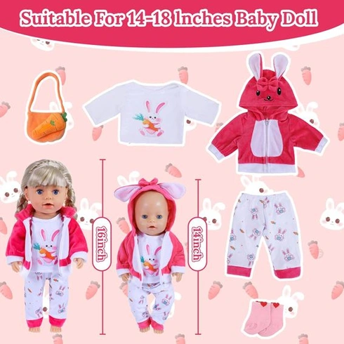 5dílná sada oblečení pro panenky miminka o velikosti 14-18 palců (30-43 cm): 1 top s potiskem