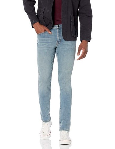 Pánske strečové džínsy Amazon Essentials, úzky strih - ukončené farby 42W / 28L svetlo modrá vintage