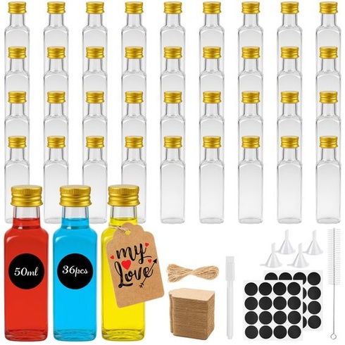 36 malých lahviček na plnění, mini lahvičky na likér o objemu 50 ml