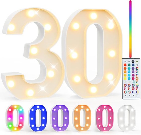 Ledido 35 barev LED číselná lampa osvětlená číslice 30 RGB číslo 30