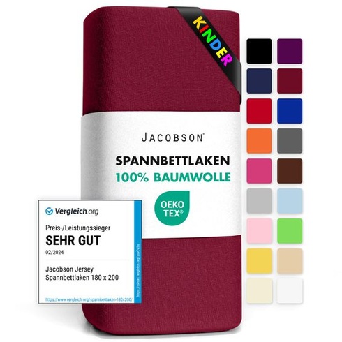 Jacobson Jersey napínací prostěradlo, bavlněné prostěradlo (60x120-70x140 cm, bordó) 60x120 -