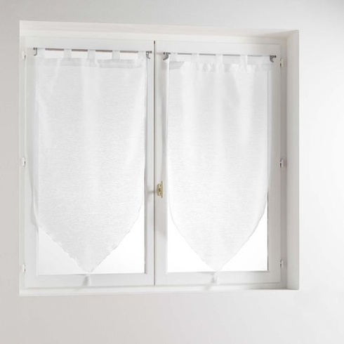 Douceur d'Intérieur, záves s brmbolcami Lissea, polyester, piesková farba, 2 kusy, biela, 45 x 120 cm