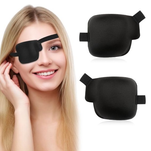 Larrel 2dielna 3D očná náplasť, nastaviteľná očná maska ​​9,7 x 7,9 cm so zapínaním na suchý zips,
