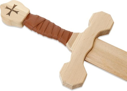 Templárska dýka BestSaller 1014, breza, s hnedým koženým poťahom, 40 cm (1 kus)
