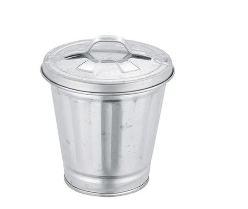 Stříbrný pozinkovaný mini odpadkový koš s víkem, malé kovové kbelíky s víky, odpadkový koš, kovový