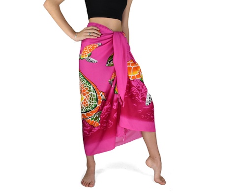 Sarong - Pareo VERADIS, ružový, korytnačky a ryby, II. akosť